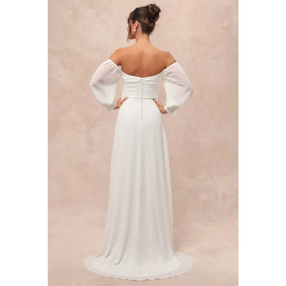 NWT Lulus Adorna White Off-the-Shoulder Maxi Dress Size M - Picture 2 of 11